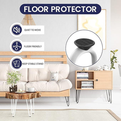 SMARTSTANDARD 14 Inch Heavy Duty Hairpin Furniture Legs, Metal Home DIY Projects for Nightstand, Coffee Table, Desk, etc with Rubber Floor Protectors White 4PCS