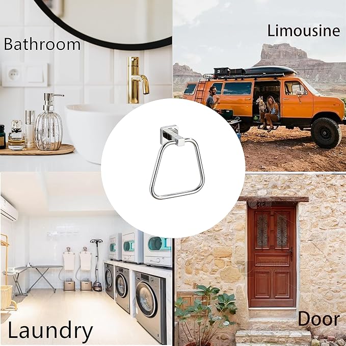 Chrome Towel Ring for Bathroom 2 Pack, Kitchen Bath Towel Holder Hangers Wall Mount Heavy Duty Stainless Steel