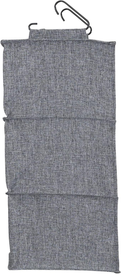 Household Essentials 3 Shelf Hanging Closet Organizer, Hanging Shelf with Hooks, Poly Linen and PEVA Shelving