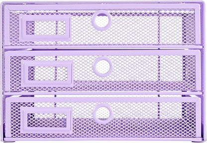 Annova Desk Organizer Wire Mesh 3 Tier Sliding Drawers Paper Sorter/Multifunctional/Premium Solid Construction for Letters, Documents, Mail, Files, Paper, Kids' Art Supplies (Light Pink)