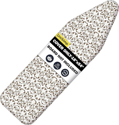 Ironing Board Cover and Pad 18"x54" Extra Thick Natural Cotton, Scorch and Stain Resistant Iron Board Cover,Extra Large Iron Board Cover with Fasteners Heavy Duty Heatproof Elastic Edge Taupe