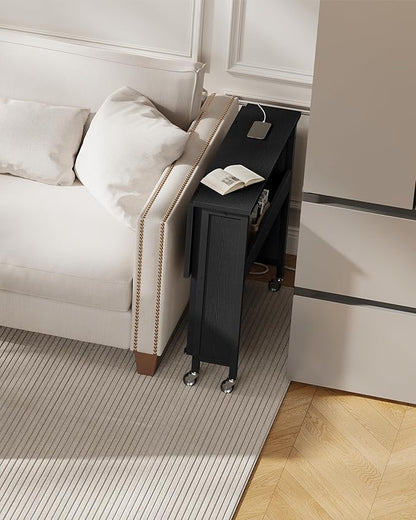 31.5" Modern Folding Computer Desk with Power Outlets, Wheels, Storage, Perfect for Small Spaces Black TDN01UBB