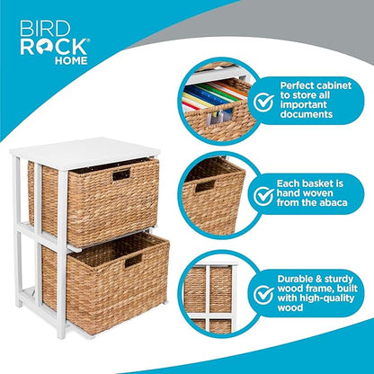 BIRDROCK HOME Havana 2 Tiered File Cubby with Wood top (Natural)