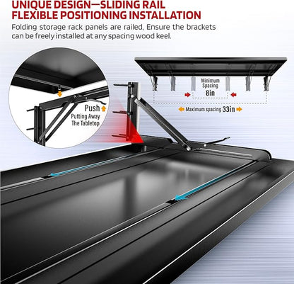 1.2x3FT Adjustable Garage Shelf Wall Mounted Fold Down Shelf Metal Heavy Duty Black 1Pack