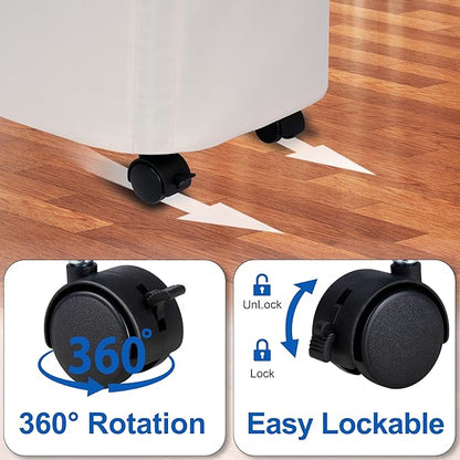 Slim Laundry Hamper with Lid and Wheels, Small Rolling Laundry Basket with Handle for Small Spaces, Tall Dirty Clothes Hampers for Dorm, Bathroom and Bedroom, 55L, Beige