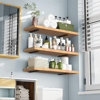Goovilla Heavy Duty Floating Shelf Brackets 6 Inch for 2×4” Wood Stud, 4 Pack L Brackets for Shelves or Shelving, Black Coated Metal Shelf Hardware with 160 lb. Load Capacity and Easy Installation