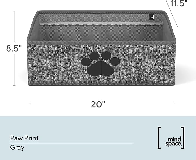 Mindspace Dog Toy Box Organizer - Dog Toy Bin for Dog Toy Storage, Dog Toy Basket for Pet Storage - Dog Treat Basket, Dog Toy Chest - Open Storage Box, Fabric Storage Bin | Oxford Collection (Paw)