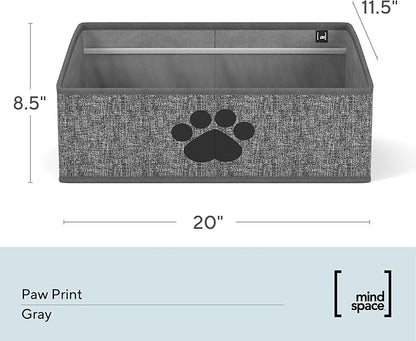 Mindspace Dog Toy Box Organizer - Dog Toy Bin for Dog Toy Storage, Dog Toy Basket for Pet Storage - Dog Treat Basket, Dog Toy Chest - Open Storage Box, Fabric Storage Bin | Oxford Collection (Paw)