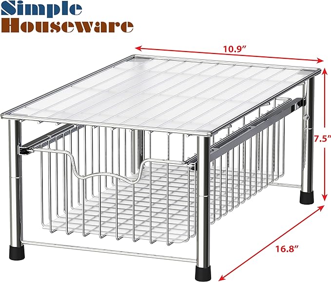 Simple Houseware Stackable Basket Drawer, Chrome