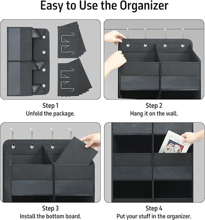 Giraffe Creation Over Door Hanging Organizer with 10 Large Capacity Pockets, Ideal Storage for Closet, Bathroom, Nursery, Bedroom, Dorm, Toys, Cosmetics, and Baby Essentials, Black
