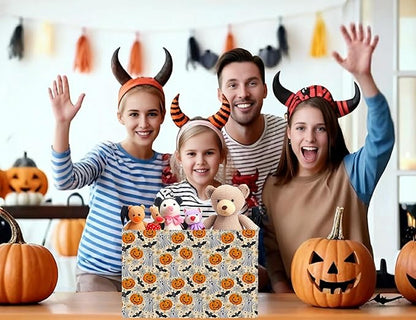Large Halloween Themed Candy Gift Boo Basket for Kids Baby Personalized Adults Storage Bin Fall Decor(Boo Bat Pumpkin Spooky)