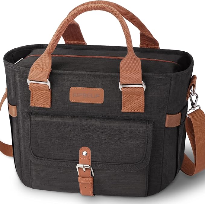 KIPBELIF Cute&Classy Roomy Insulated Lunch Bags for Women - Stylish & Functional Large Tote Adult Lunch Box for Working & Picnic(Standard,Classic Black)
