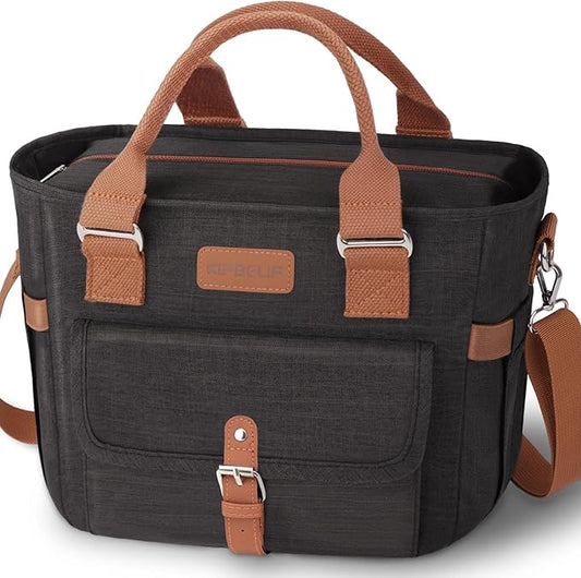 KIPBELIF Cute&Classy Roomy Insulated Lunch Bags for Women - Stylish & Functional Large Tote Adult Lunch Box for Working & Picnic(Standard,Classic Black)