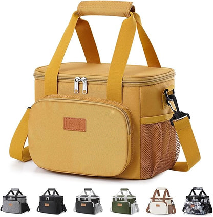 Lifewit Medium Lunch Bag Insulated Lunch Box Soft Cooler Cooling Tote for Adult Men Women, Brown 12-Can (9L)