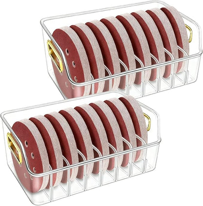 2 Sets 5 Inch Sanding Discs Storage Bins - 8 Slots for Classified Organization, Sandpaper Storage Holder, Woodworking Tool Box Organizers, Storage Rack (Excluding Sandpaper)