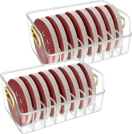 2 Sets 5 Inch Sanding Discs Storage Bins - 8 Slots for Classified Organization, Sandpaper Storage Holder, Woodworking Tool Box Organizers, Storage Rack (Excluding Sandpaper)