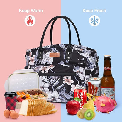 Insulated Lunch Bag for Women/Men,LeakProof Adult Lunch Box,Large Lunch Tote Bag with Removable Shoulder Strap,Portable Reusable Lunch Cooler Bag for Office Work Picnic Beach