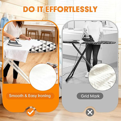 Ironing Board Cover and Pad, 18x49 Extra Wide Thick Iron Padding, Scorch & Stain Resistant Ironing Board Cover, Heavy Duty Iron Board Padded with Adjustable Fasteners, Geometric Triangles