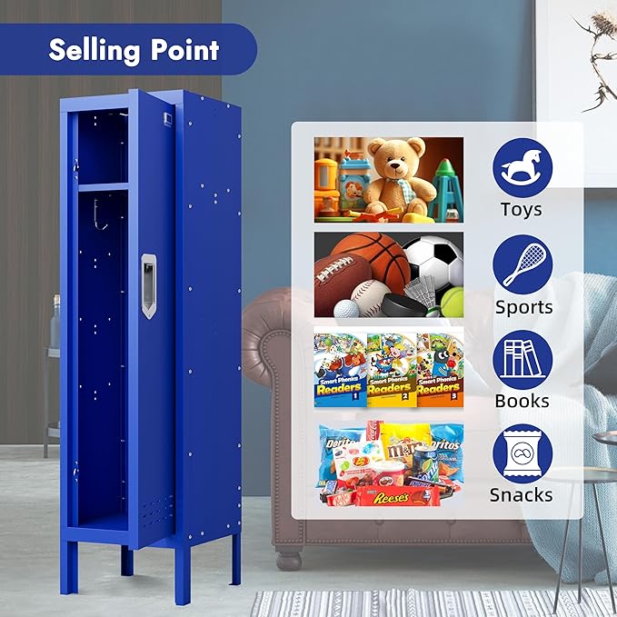 Metal Cabinet Home Office Storage,Lockers,Lockable Employees Metal Locker with Door,54" Height Steel Locker,Lockable Steel Locker for Gym,School,Home,Office,Garage,Assembly Required