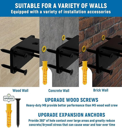 LEOPO 8 inch 6 Pack Floating Shelf Brackets, 1/5” Thick Heavy Duty Rustic Industrial Shelf Bracket, Floating Hidden Metal Bracket
