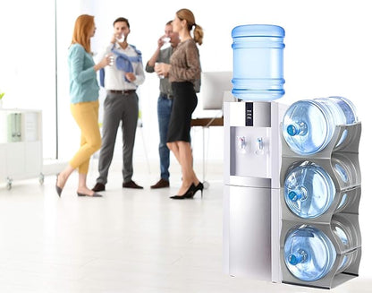 Bariboo Stackable Water Bottle Storage Rack Best Water Jugs 5 Gallon Organizer. Jug Holder for Kitchen, Cabinet and Office Organizing. Reinforced Polypropylene (Silver, 3 No Shelf)