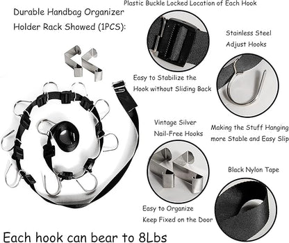 IZUS Bag-Organizer-Holder Purse Hanger - 20 Hooks for Closet and Door 2Pcs (Rack for Handbags/2 pcs Hold 20 Bags)