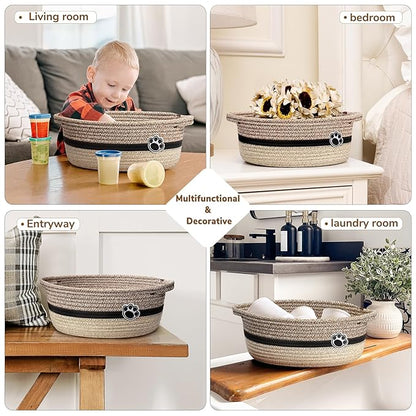 Dog Toy Basket Small Baskets for Gifts, Woven Baby Storage Basket for Towels, Toys, Storage Organizer Bins for Living Room, 12 x 8 x 5 inches