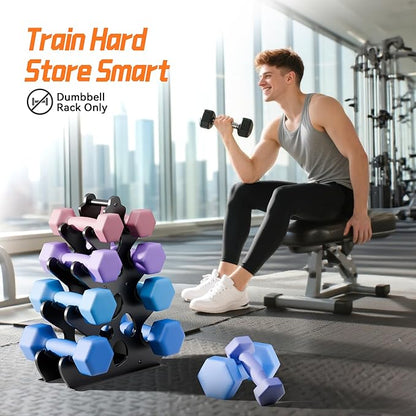 4 Tier Dumbbell Rack, Weight Rack For Home Gym, Dumbbell Stand for Free Weights