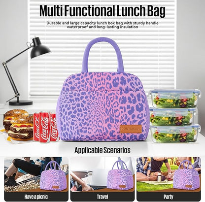 Lunch Bag Women/Men Lunch Box Women/Men (purple leopard)