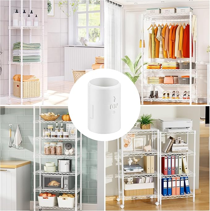 20 Pairs of 7/8-Inch（22.2mm） Wire Shelf Clips for Metal Shelving & Garment Racks – Plastic Locking Clips, Adjustable Layer Spacers (White)