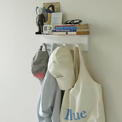 Entrance Coat Rack ，Coat Hooks, Wall-Mounted Wooden Hook Rack, Wall-Mounted Shelves are Very Suitable (White Color Finish—A-1)