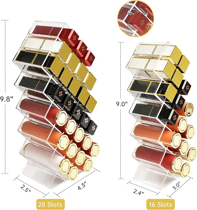 Nimiah Lipstick Holder Organizer for-Vanity - 16 Slots Lip Gloss Holder Clear Cosmetics Display Stand for Lip Stick Storage