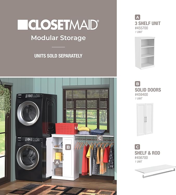 ClosetMaid Modular Storage Shelf Unit with 3 Shelves, White