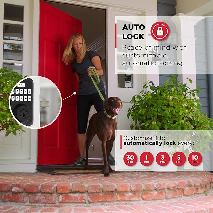 Kwikset Powerbolt 250 10-Button Keypad Matte Black Transitional Electronic Deadbolt Door Lock, Featuring Convenient Keyless Entry, Customizable User Codes and Auto-Locking