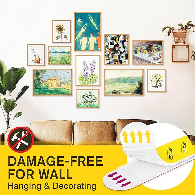 EMITEVER Picture Hanging Strips Heavy Duty, Damage Free Picture Hangers for Walls, Hanging Hooks Kit Without Nails, Large Adhesive Wall Strip for Poster Sticky 20-Pairs (40 Strips)