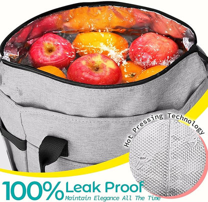 KIPBELIF Cute&Classy Roomy Insulated Lunch Bags for Women - Stylish & Functional Large Tote Adult Lunch Box for Working & Picnic(Extra Large,Gray)