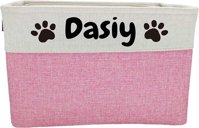 Personalized Dog Toy Basket Large Custom Dog Toy Box Foldable Dog Gift with Pet's Name for Clothing,Stuff