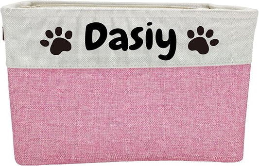Personalized Dog Toy Basket Large Custom Dog Toy Box Foldable Dog Gift with Pet's Name for Clothing,Stuff