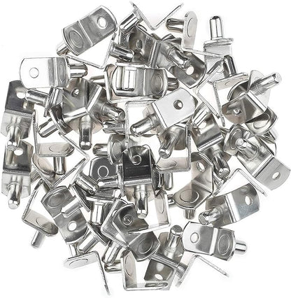 Shelf Support Pegs,40 Pcs Cabinet Shelf Bracket Pegs with Hole,5mm Diameter Pegs for Shelves,L-Shaped Nickel Plated Shelf Pins Holders for Bookcase Kitchen Closet Shelf Shelves Furniture-Silver