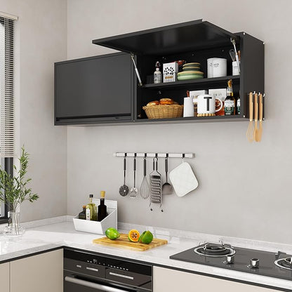 Garage Wall Cabinet, Floating Metal Wall Cabinet with Up-Flip Door and Shelves,19.7''H Hanging Wall Mounted Storage Cabinet for Garage, Warehouse, Workshop, RV