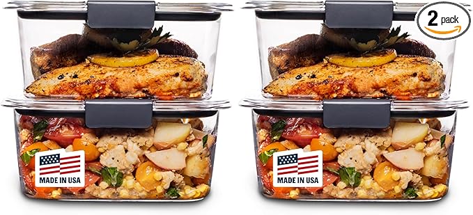 Rubbermaid Brilliance BPA-Free Food Storage Containers, Medium Deep, 4.7 Cup, Airtight & Leak-Proof, Microwave & Dishwasher Safe, 4 Count (Pack of 2)