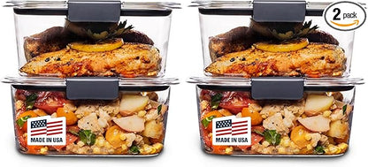 Rubbermaid Brilliance BPA-Free Food Storage Containers, Medium Deep, 4.7 Cup, Airtight & Leak-Proof, Microwave & Dishwasher Safe, 4 Count (Pack of 2)