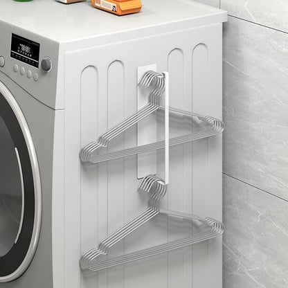 Thipoten Magnetic Hanger Organizer, 2Pack Hangers Holder for Dryer/Washing Machine, Holding up to 30 Velvet/Wire/Plastic Hangers, Perfect Space Saver for Laundry Room (2, White)