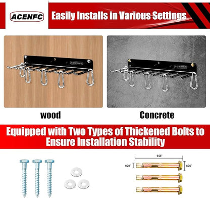 Wall-Mounted Gym Organizer, Barbell Holder Wall Mount, Resistance Band Storage Rack, Home Gym Accessories Holder