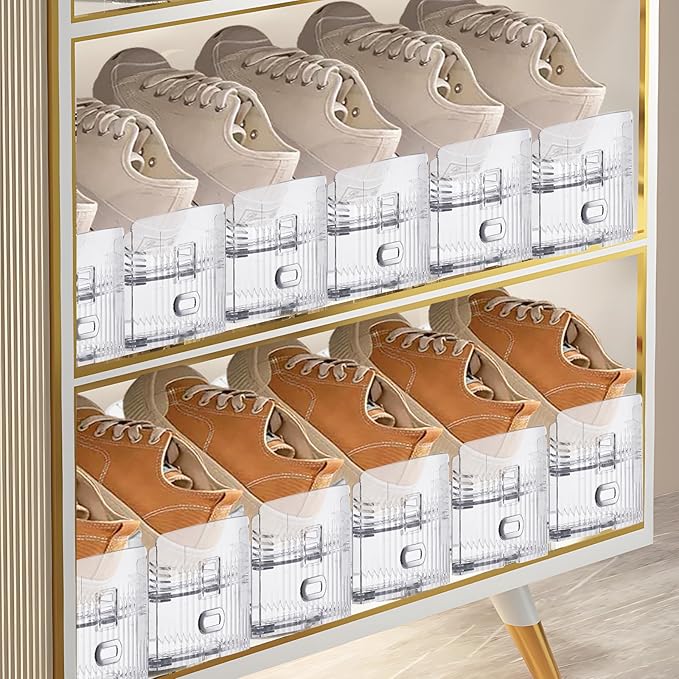 Shoe Slots Organizer for Closet,8 Pack Shoe Stacker Shoe Rack Organizer for Closet Space Saver Storage Shoe Holder Organization(Transparent)