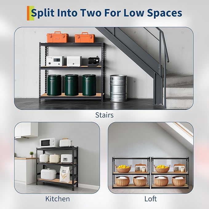 Heavy Duty Garage Storage Shelves, 5-Tier Metal Adjustable Shelving Unit, Storage Shelving with 2500 LBS Capacity for Kitchen Pantry Basement Bathroom Laundry, 30" l x 12" w x 60" h