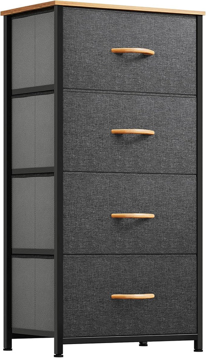 YITAHOME Storage Tower with 4 Drawers - Fabric Dresser, Organizer Unit for Bedroom, Living Room, Closets - Sturdy Steel Frame, Easy Pull Fabric Bins & Wooden Top