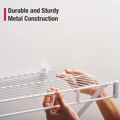 Rubbermaid Direct Wall Mount Closet Shelf, 4 Ft. Wide, Mounting Hardware Kit Included, White, Wire Shelving Organizer System for Home/Laundry/Bathroom/Mudroom/Pantry/Linen Closet