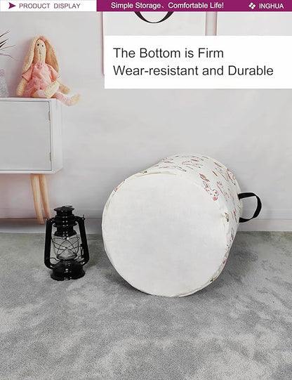Laundry Hamper Large Canvas Fabric Lightweight Storage Basket/Toy Organizer/Dirty Clothes Collapsible Waterproof for College Dorms, Boys and Girls Bedroom,Bathroom(rabbit)