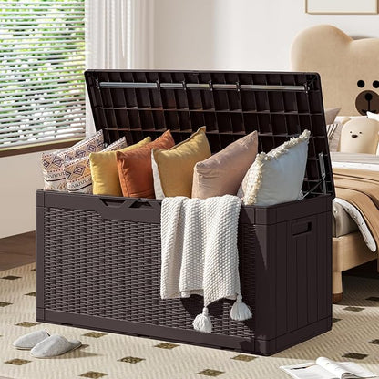 YESHOMY 100 Gal Plastic Storage Bins with Lid Stackable Box Organizers for Living Room, Office, Dorm, 1 Pack, Brown
